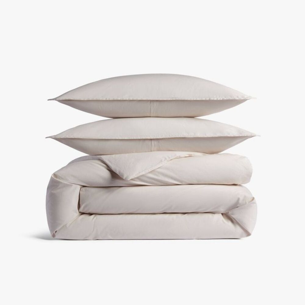 King/California King Casual Organic Cotton Duvet Cover & Sham Set Parchment
